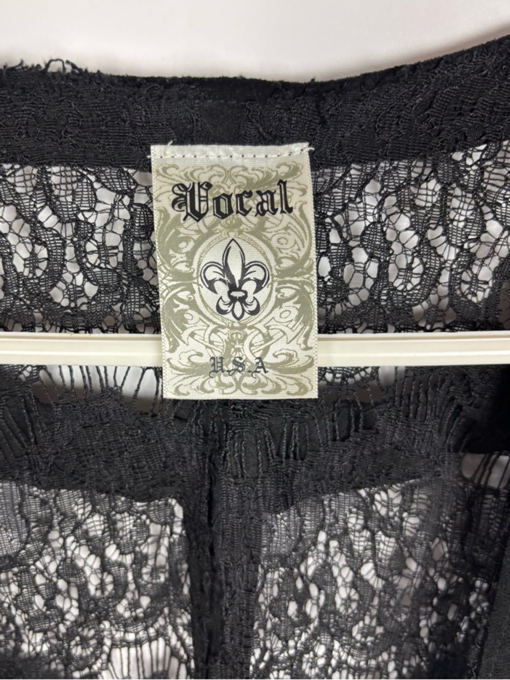 Vocal Cardigan Duster Size XL Crochet Lace Studded Suede Whimsigoth Witchy Black - Picture 4 of 6